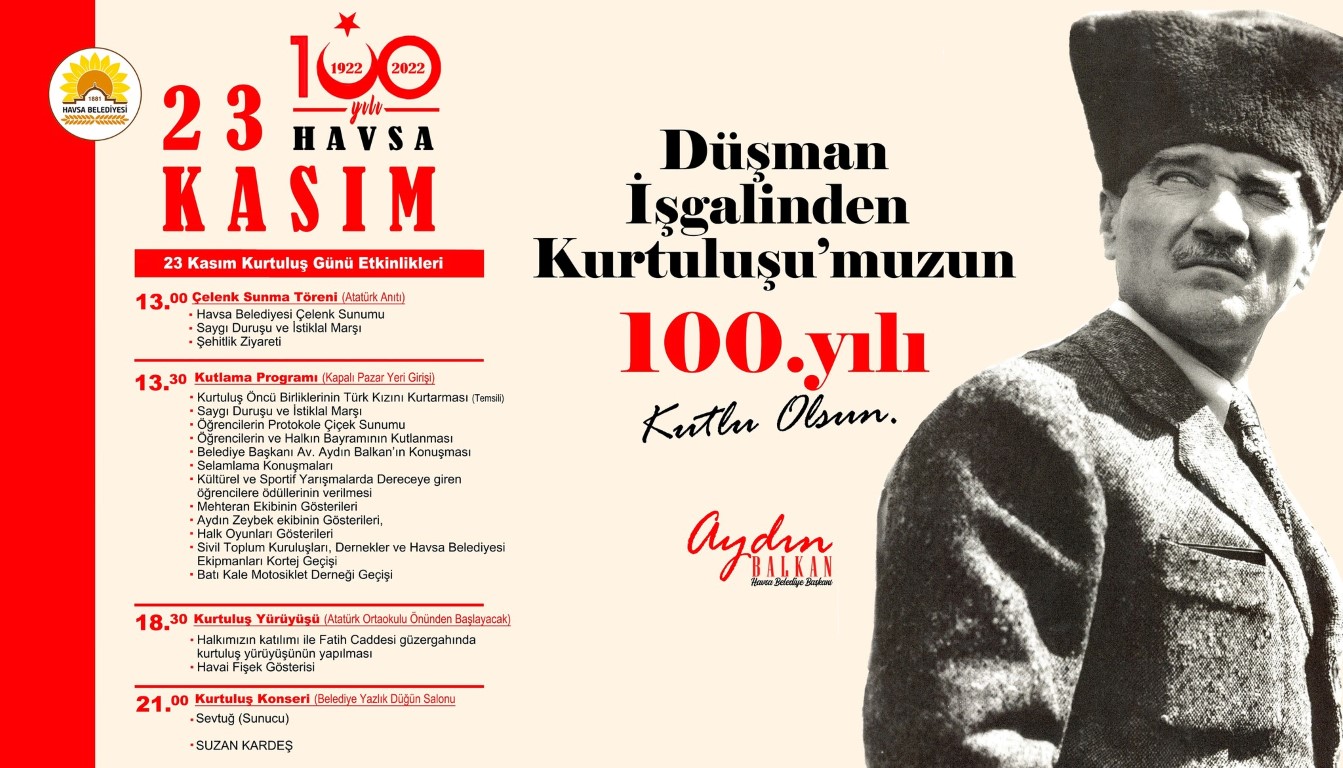 Kurtuluşumuzun 100. yılını hep birlikte büyük bir coşkuyla kutlayalım 🇹🇷