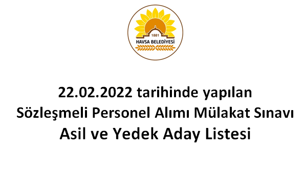 SÖZLEŞMELİ PERSONEL ALIMI MÜLAKAT SINAVI SONUÇLARI